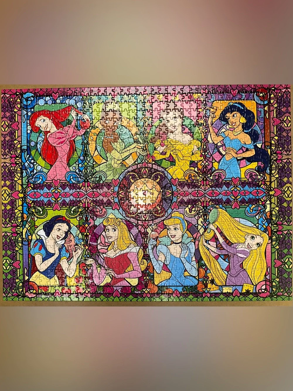 Disney Ceaco STAINED GLASS PRINCESS 1000 Piece PUZZLE Silver Edition 100% Compl